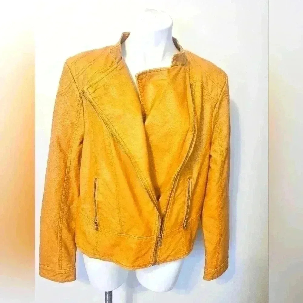 Black Rivet Faux Leather Jacket Size XXL EUC